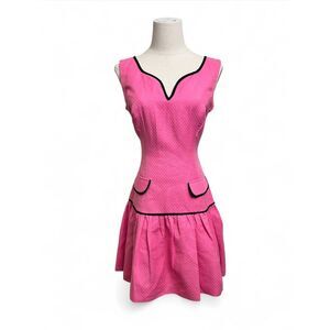 Max and Cleo Pink & Black Sleeveless Pleated Mini Dress - Size 4